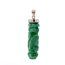 Load image into Gallery viewer, 14K Solid White Gold Jade Dragon Pillar Pendant 27.0 Grams
