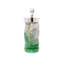 Load image into Gallery viewer, 14K Solid White Gold Jade Dragon Pillar Pendant 31.8 Grams
