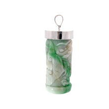 Load image into Gallery viewer, 14K Solid White Gold Jade Dragon Pillar Pendant 31.8 Grams
