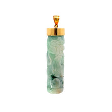 Load image into Gallery viewer, 14K Solid Yellow Gold Jade Dragon Pillar Pendant 23.8 Grams
