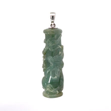 Load image into Gallery viewer, 14K Solid White Gold Jade Dragon Pillar Pendant 25.9 Grams
