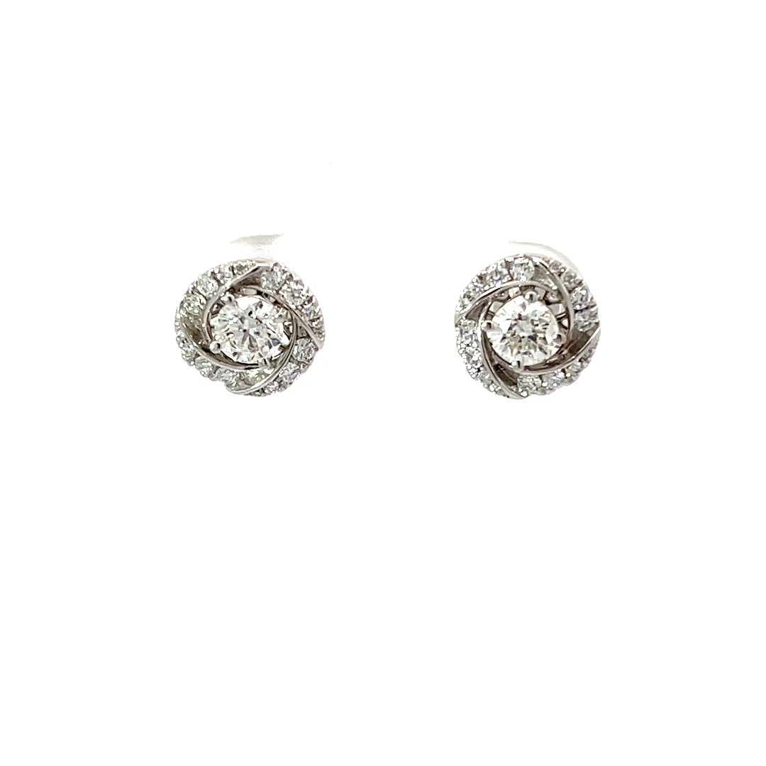 18K White Gold Diamond Jackets Stud Earrings