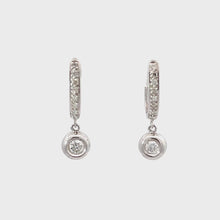 Load and play video in Gallery viewer, 18K Solid White Gold Diamond Hoop Earrings with Hanging Stud D0.34 CT
