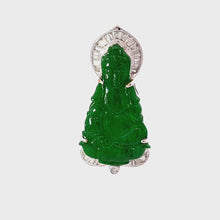 將影片載入圖庫檢視器並播放，18K Solid White Gold Diamond Jade Guan Yin Pendant D0.48 CT
