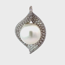 Load and play video in Gallery viewer, 18K White Gold Diamond South Sea White Pearl Pendant D1.88 CT
