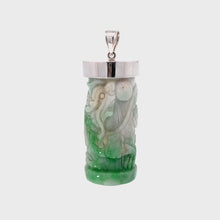 Load and play video in Gallery viewer, 14K Solid White Gold Jade Dragon Pillar Pendant 31.8 Grams
