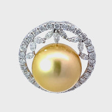 Load and play video in Gallery viewer, 18K White Gold Diamond South Sea Gold Pearl Pendant D1.89 CT

