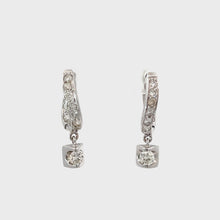 Load and play video in Gallery viewer, 14K Solid White Gold Diamond Hoop Earrings D0.98 CT
