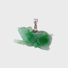 Load and play video in Gallery viewer, 14K Solid White Gold Jade 3D Mouse Holding Money Pendant 11.2 Grams
