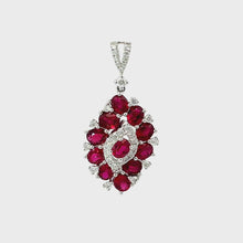 將影片載入圖庫檢視器並播放，18K White Gold Diamond Ruby Pendant R3.05CT D0.39CT
