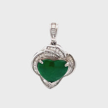 Load and play video in Gallery viewer, 18K Solid White Gold Diamond Jade Heart Pendant D0.45 CT
