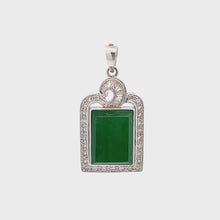 Load and play video in Gallery viewer, 18K Solid White Gold Diamond Jade Rectangle Pendant D0.16 CT
