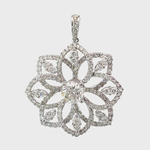 Load and play video in Gallery viewer, 18K White Gold Diamond Flower Pendant CD1.09CT SD2.02CT
