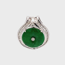 Load and play video in Gallery viewer, 18K Solid White Gold Diamond Jade Slider Pendant D0.50 CT
