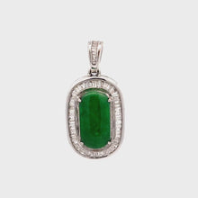 Load and play video in Gallery viewer, 18K Solid White Gold Diamond Jade Rectangle Pendant D0.55 CT
