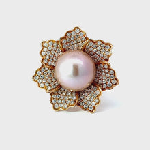 Load and play video in Gallery viewer, 18K Solid Rose Gold Diamond Light Purple Water Pearl Ring D1.40 CT
