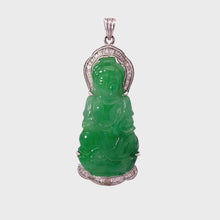 將影片載入圖庫檢視器並播放，18K Solid White Gold Diamond Jade Guan Yin Pendant D0.50 CT
