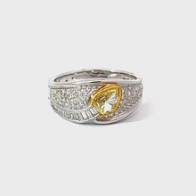 Load and play video in Gallery viewer, 18K White Gold Fancy Yellow Diamond Women Ring CD0.44CT SD0.48CT
