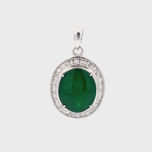 Load and play video in Gallery viewer, 18K Solid White Gold Diamond Jade Oval Pendant D0.38 CT

