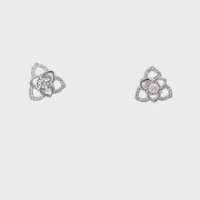 將影片載入圖庫檢視器並播放，18K Solid White Gold Diamond Post Earrings D0.50 CT
