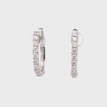 Load and play video in Gallery viewer, 14K Solid White Gold Diamond Hoop Earrings D1.46 CT
