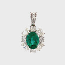 Load and play video in Gallery viewer, 18K White Gold Diamond Emerald Pendant E2.22CT D1.85CT
