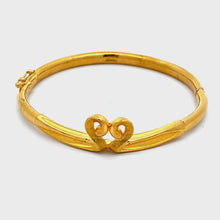 Load and play video in Gallery viewer, 24K Solid Yellow Gold Swan Heart Plain Bangle 18.9 Grams
