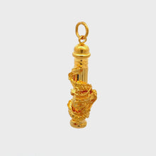 Load and play video in Gallery viewer, 24K Solid Yellow Gold Zodiac 3D Dragon Hollow Column Pendant 12.8 Grams

