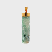 Load and play video in Gallery viewer, 14K Solid Yellow Gold Jade Dragon Pillar Pendant 23.8 Grams

