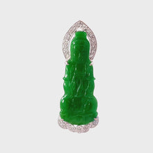 將影片載入圖庫檢視器並播放，18K Solid White Gold Diamond Jade Guan Yin Pendant D0.26 CT
