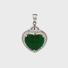 Load and play video in Gallery viewer, 18K Solid White Gold Diamond Jade Heart Pendant D0.37 CT
