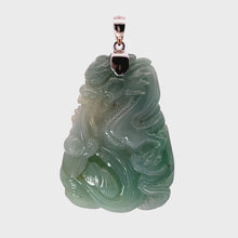Load and play video in Gallery viewer, 14K Solid White Gold Jade Dragon Pendant 48.99 Grams
