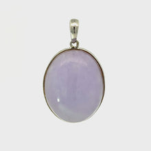 Load and play video in Gallery viewer, 14K Solid White Gold Purple Jade Oval Pendant 9.51 Grams
