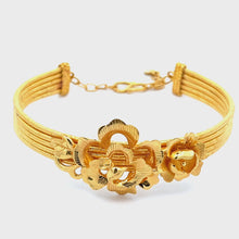 Load and play video in Gallery viewer, 24K Solid Yellow Gold Flower Bangle 23.3 Grams
