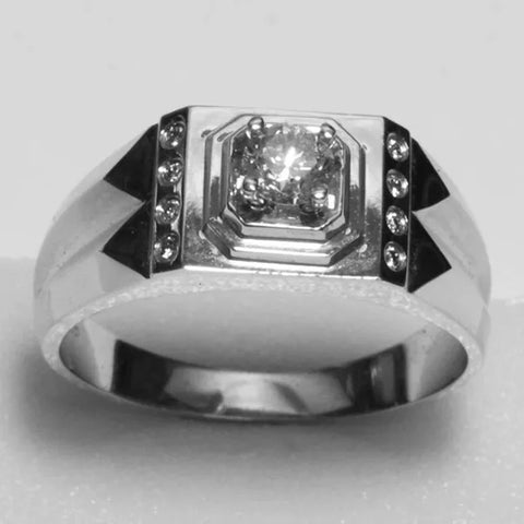 18K White Gold Diamond Men Ring