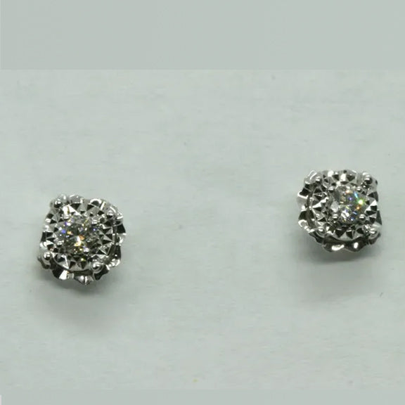 18K White Gold Diamond Earrings D0.142CT