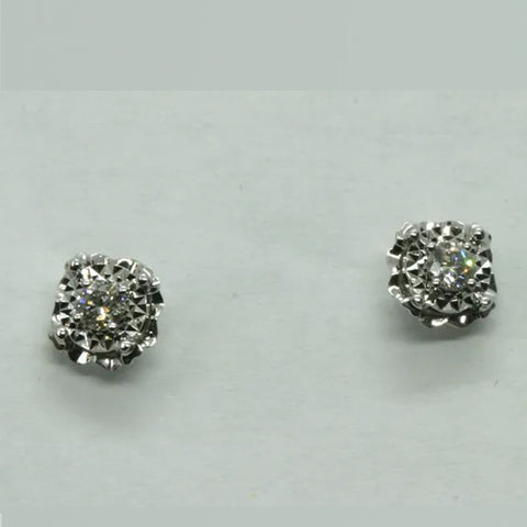 18K White Gold Diamond Earrings D0.142CT