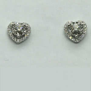 18K White Gold Diamond Heart Earrings