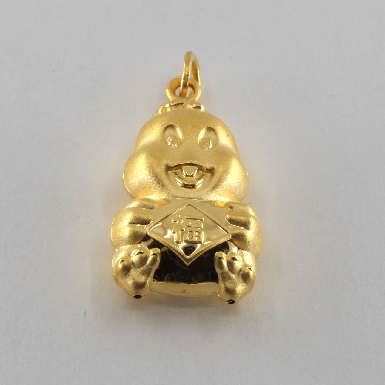 24K Solid Yellow Gold Puffy Rooster Chicken Hollow Pendant 4.8 Grams