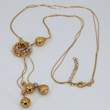將圖片載入圖庫檢視器 18K Solid Tri-Color Gold Beads Dangling Necklace Chain 18.6 Grams
