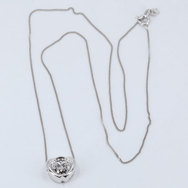 18K Solid White Gold Cuban Link Chain Necklace with Pendant 18" 3.8 Grams