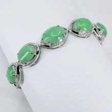 Load image into Gallery viewer, 18K Solid White Gold Diamond Jade Bracelet 0.41CT
