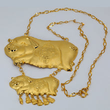 Load image into Gallery viewer, 24K Solid Yellow Gold Wedding Pig Piglets Chain Necklace 16.7 Grams 17.5&quot;
