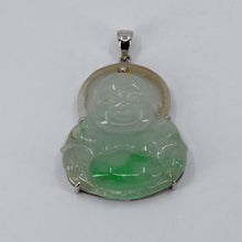 Load image into Gallery viewer, 14K Solid White Gold Buddha Jade Pendant 5.4 Grams
