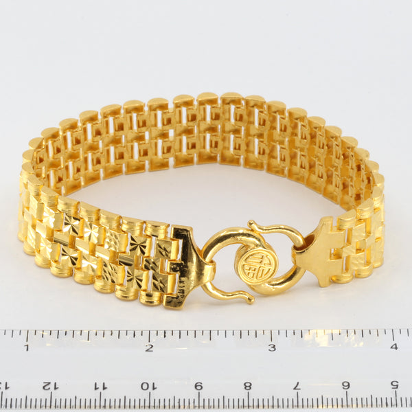 24K Solid Yellow Gold Men Bracelet 56.8 Grams