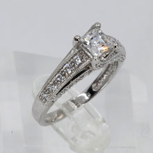 Load image into Gallery viewer, 14K White Gold Cubic Zirconia Princess Cut Woman Engagement Ring 4.3 Grams
