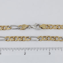 Load image into Gallery viewer, 14K Solid Two Tone White Yellow Gold Figaro Style Link Chain 24&quot; 29.7 Grams
