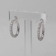 將圖片載入圖庫檢視器 14K Solid White Gold Diamond Hoop Earrings D0.53 CT
