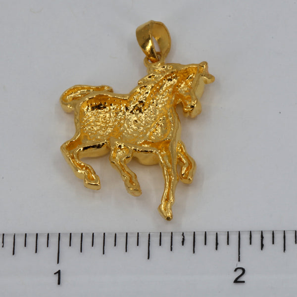 24K Solid Yellow Gold 3D Zodiac Horse Pendant 8.1 Grams