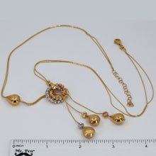 Load image into Gallery viewer, 18K Solid Tri-Color Gold Beads Dangling Necklace Chain 18.6 Grams
